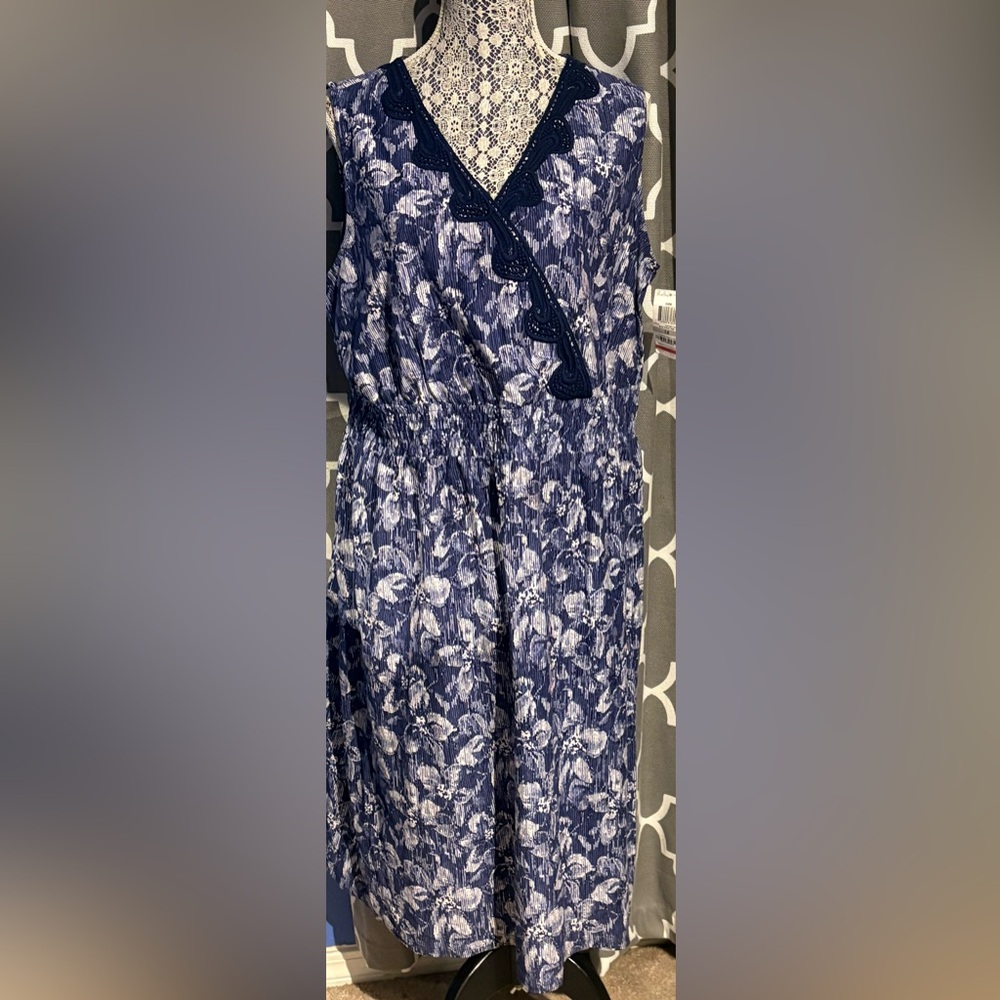 Charter Club Blue and White Patterned Dress